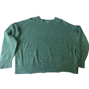 Frayed Jeans Sweater Women's Medium Oversized Shredded Green Black Lagenlook